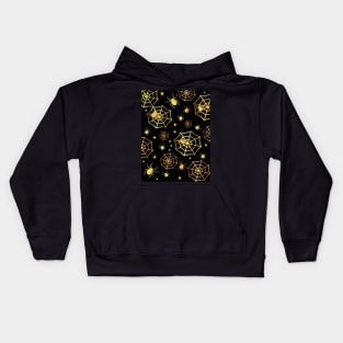 Happy Halloween Creepy  Spiders In Gold Kids Hoodie